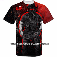 2023 Summer Black red tactical shirt fully sublimated 3D printing fashion versatile t-shirt