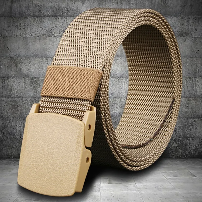 Men's Nylon Belt, Military Tactical Belts Breathable Webbing Canvas Belt  with Plastic Buckle for Pants Size Below 46