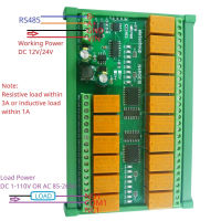 16CH ไมโครขนาด RS485รีเลย์ Modbus Rtu PLC IO การขยายตัว3A คณะกรรมการเอาท์พุทดิจิตอลสวิทช์กลางโมดูลรีเลย์ DC 12โวลต์-24โวลต์