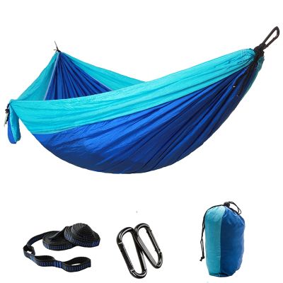 Portable Folding Double Hammock Swing Color Matching Widening Swing for Outdoor Travel Hiking Camping