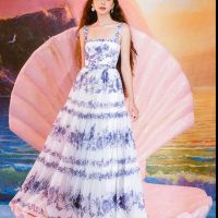 P016-001 PIMNADACLOSET - Blue Flowers Maxi Dress