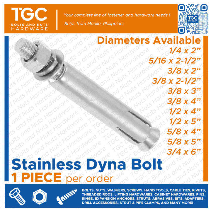 tgc-1pc-stainless-dyna-bolt-1-4-3-4-inches-sleeve-anchor-expansion