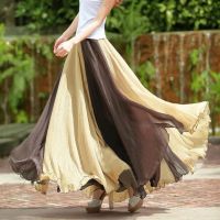 【CC】✻✻♀  Beach Skirts Fashion Loose Skirt Flowing Color Matching Jupe