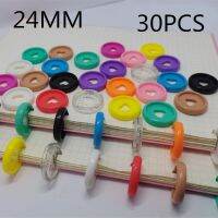 Hot K 24MM30PCS สมุดโน๊ตรักห่วงพลาสติกสำหรับจับรูเห็ดมีกาวสำหรับแฟ้มวางแผน