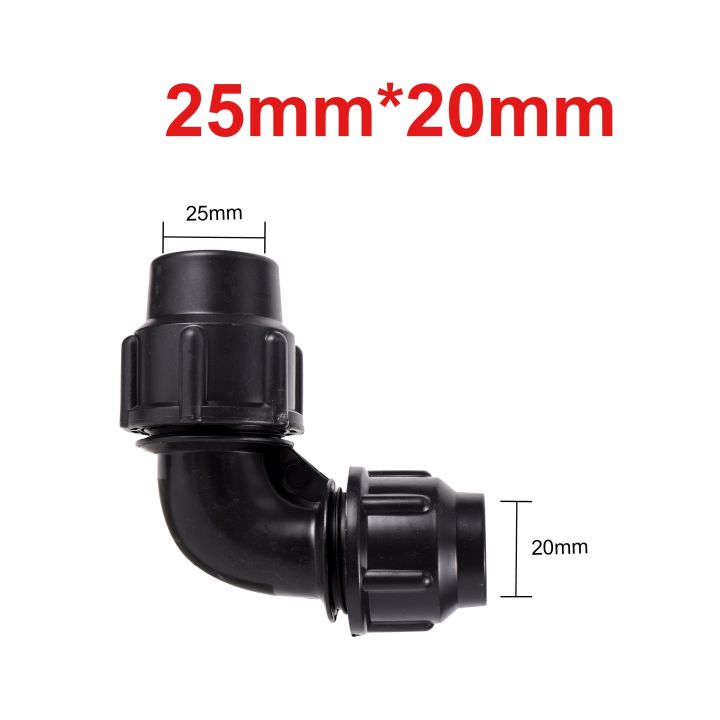 ；【‘； Plastic 25-20 32-25Mm Elbow Reducing PE Pipe Quick Coupling Adapter Farmland Agriculture Farming Irrigation Water Pipe Connector