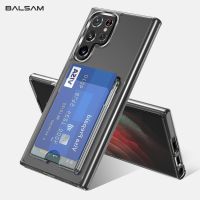 Transparent Card Slot Bag Case For Samsung Galaxy S22 S23 S21 Note 20 S20 Ultra Plus Clear Acrylic Shockproof Wallet Cover Coque Phone Cases