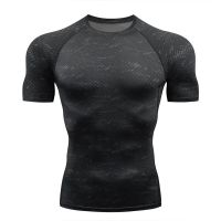 Quick-Drying Mens Gym Running Training Outdoor Stretch Breathable Tight Short Sleeve Top Sports Fitness Compression T-Shirt