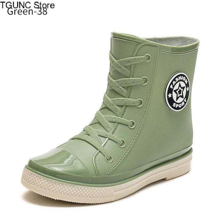 tgunc-store-waterproof-shoes-ladies-rain-boots-short-tube-student-korean-version-warm-non-slip-rain-boots-plastic-korean-style-ins-style-womens-boots