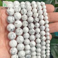 Natural Smooth White Howlite Turquoises Loose Beads for Jewelry Making DIY Charms Bracelet Accessories 15" Strand 4/6/8/10/12mm Beads