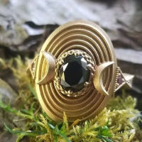 New electroplated gold inlaid Black Sapphire womens ring, European and American popular jewelry