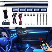 18 in 1 RGB LED Car Ambient Decoration Atmosphere Light Interior Acrylic Strip Light By App Control Decorative Lamp Universal Bulbs  LEDs HIDs