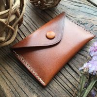 2023 New★ Top layer cowhide credit card bag genuine leather business card bag cowhide bag retro card bag ultra-thin minimalist coin purse