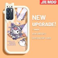 เคส JIUMOO สำหรับ OPPO Reno 6 5G Reno 6 Pro 5G Reno 6Z 5G เคสลายการ์ตูนฮาโลวีน Kuromi ที่สร้างสรรค์สีสันน่ารักเคสซิลิโคนใสกันกระแทกแบบใสเรียบง่ายป้องกัน