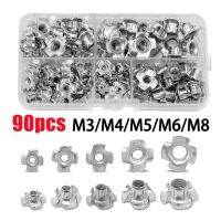 【CW】 90pcs Four Pronged Claws Speaker Nut M3 M4 M5 M6 M8 Blind Inserts Zinc Plated For Wood Furniture Rivet Fasteners