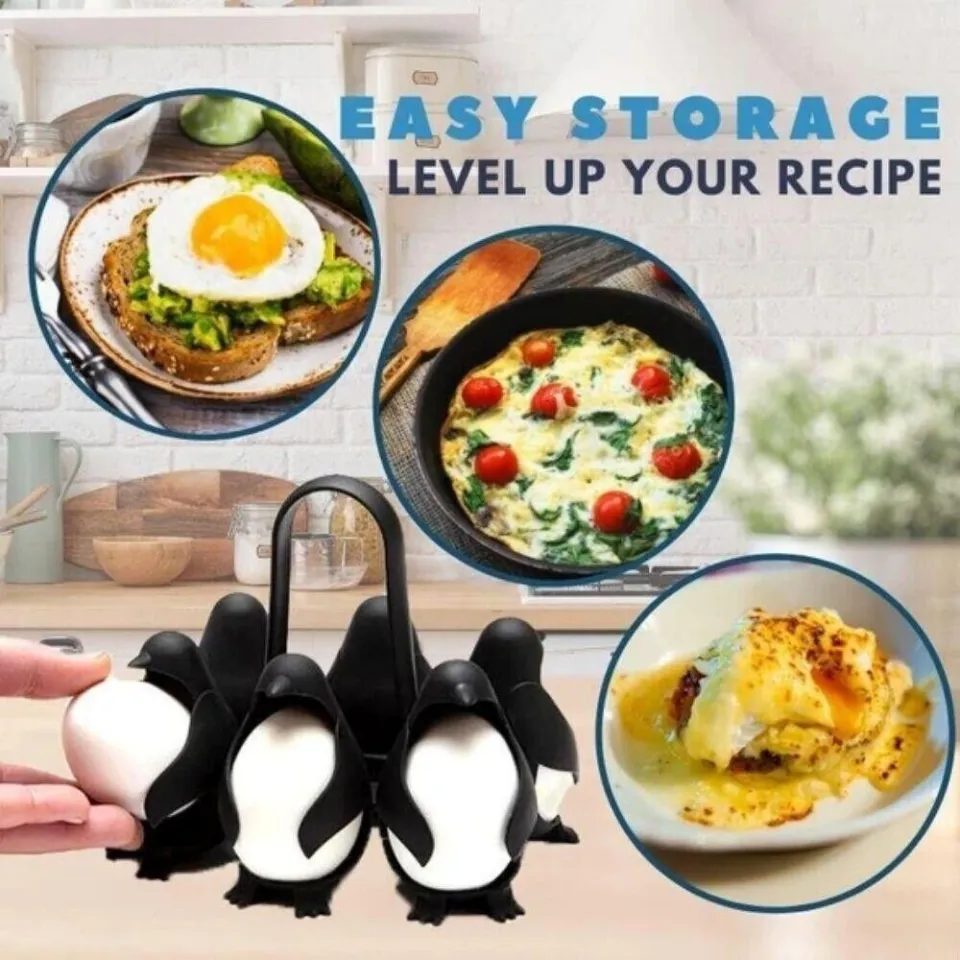 3-in-1 Cook, Store and Serve Egg Holder, Penguin-Shaped Boiled Egg