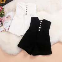 Real Shot Of 2022 Autumn New Womens Single-Breasted High-Waisted Shorts Black And White All-Match Slim Denim Hot Pants