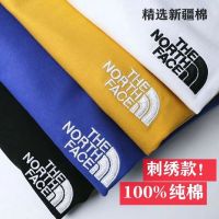 TheNorthFace เสื้อยืดคู่ผู้ชายและผู้หญิงผ้าฝ้ายแฟชั่นหลวมอเนกประสงค์ปักคอกลมแขนสั้น