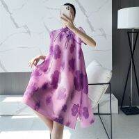 ชุดจีบ A-Line R หญิง2023ฤดูร้อนใหม่หลวม Ruffle Stand Collar แฟชั่นแขนสั้น O คอ Cheongsam Dress...