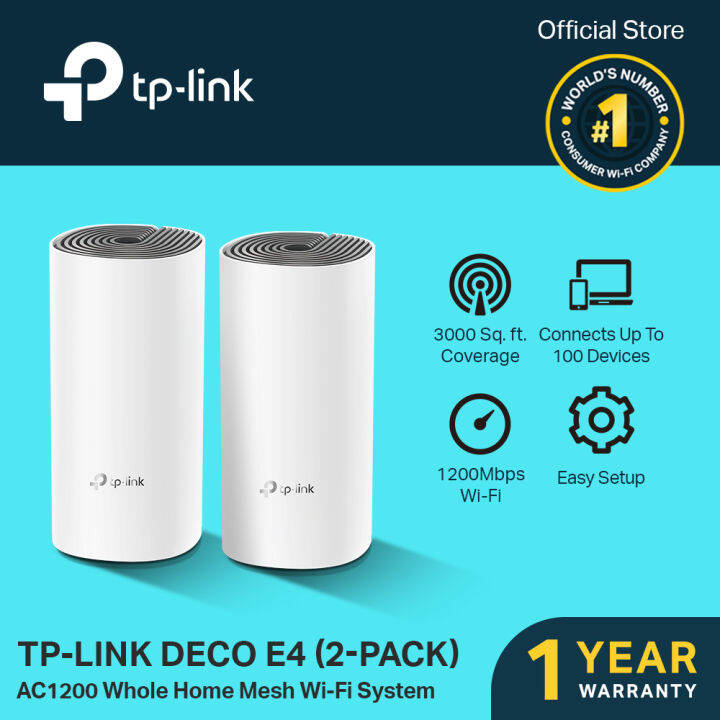 TPLink Deco E4 AC1200 WiFi 5 Dual Band Whole Home Mesh Seamless