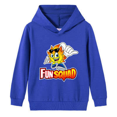 Fun Squad กีฬา Hoodie สำหรับชายหญิง2-9ปี Hooded เสื้อกันหนาวเสื้อผ้าเด็กฤดูใบไม้ผลิและฤดูใบไม้ร่วง100% ผ้าฝ้ายแขนยาว Boy S