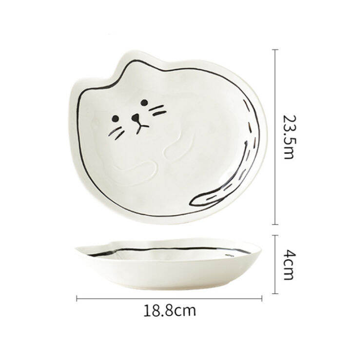 japanese-style-ceramic-dinner-steak-plate-cute-cartoon-lucky-cat-fish-pattern-dessert-fruit-dishes-creative-rice-bowl-tableware