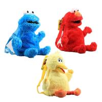 3 style 45cm Sesame Street Plush Backpack Red Elmo Blue Cookie Guy Yellow Big Bird Plush Bag Childrens School Bag Free Shipping