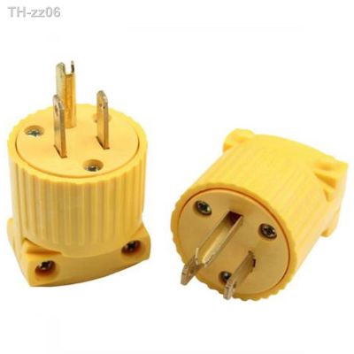 Yellow America 6-15P 5-15P 125V 15A Rewirable 3 Pole NEMA US Locked Industry Power Converter Plug Inline Wired Connector Type B