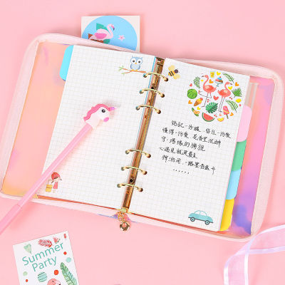 A6 Diy Notepad Loose Leaf Hand Ledger Zipper Diary Hand Ledger Set Luminous Notebook Student Teacher Study Office Supplies