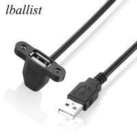 lballist USB 2.0 Extension Cable Male to 90degree Up Angel Female With Screw Panel Mount Foil Braided Shielded 30cm 50cm