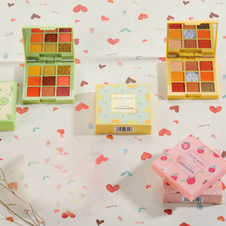 【ZNBY】Fruit Eyeshadow Palette Mousse Matte Sequins Nine Square Grid