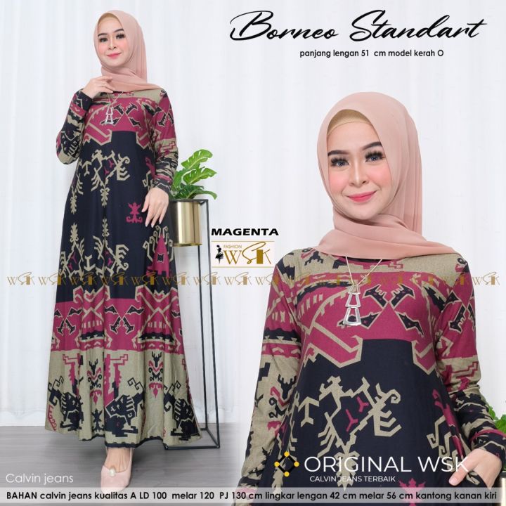 Borneo Baju Gamis Wanita Terbaru 2020 Gamis Calvin Jeans Ld 105 – 110