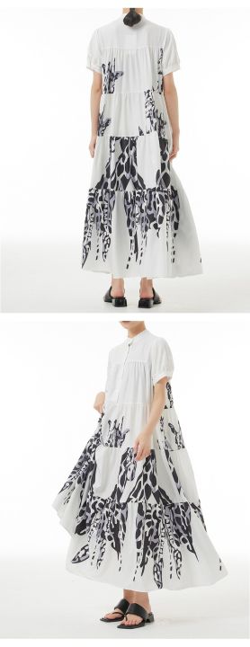 xitao-dress-stand-collar-summer-casual-fashion-loose-dress