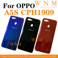 ฝาครอบหลังกระจกแบตเตอรี่ CPH1909 A5S ปลอกหุ้มสำหรับ OPPO ฝาหลังปิดโทรศัพท์หลังอะไหล่สำหรับเคสประตูหลัง