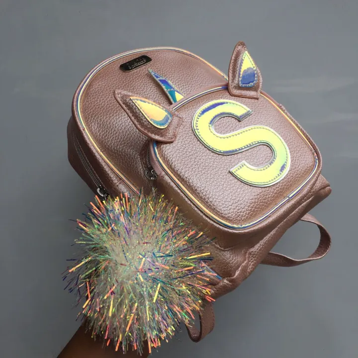 Foreign trade original justice backpack letter laser cartoon unicorn