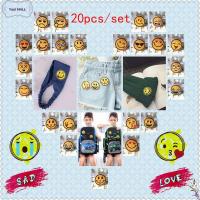 YANL MALL 20PCS แฟชั่น การตกแต่ง DIY แพทช์อีโมจิผสม เสื้อผ้า Appliques เย็บปักถักร้อย รีดบน