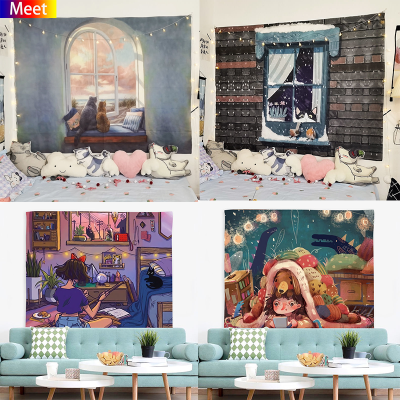 Retro Retro Tapestry Picture In Picture การตกแต่งผนังแขวน Ins กำแพงฉากหลังผ้าโมเดิร์นผ้าลายยิปซีตกแต่งผนังห้องนั่งเล่นในบ้านตกแต่งห้องนอน