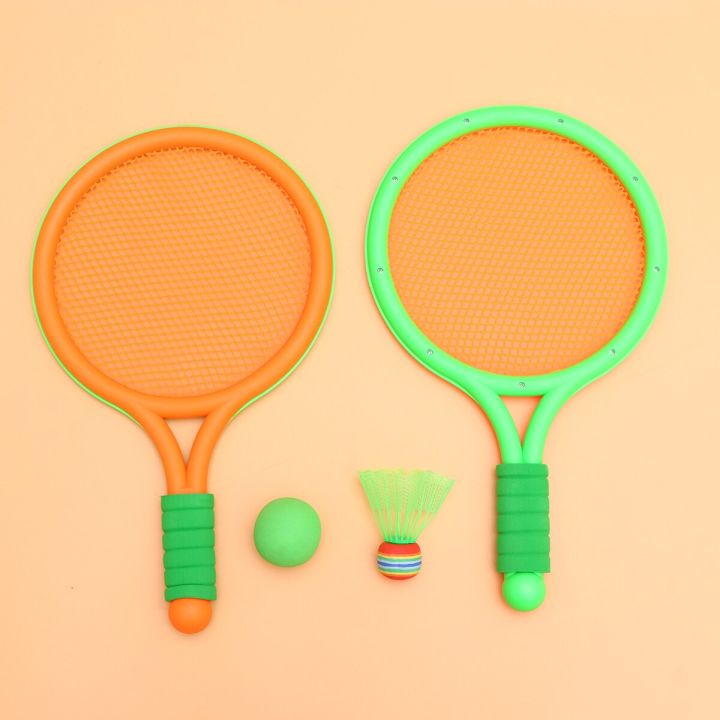 ชุดไม้แบดมินตันชุดไม้ตีเทนนิสสำหรับเด็กไม้กีฬาเทนนิสแร็กเก็ตเล่นเกมชายหาดสำหรับเด็ก