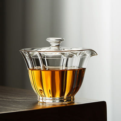 ถ้า Fu ชุดน้ำชาแก้ว Gaiwan สูง borosilicate แก้วชาถ้วย Puer ชาม chawan ซุป tureen chahai ชุดชาอุปกรณ์เสริม: