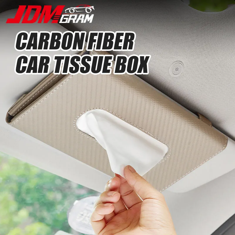 Real Carbon Fiber Car Tissue Paper Box Holder Auto Interior Accessory