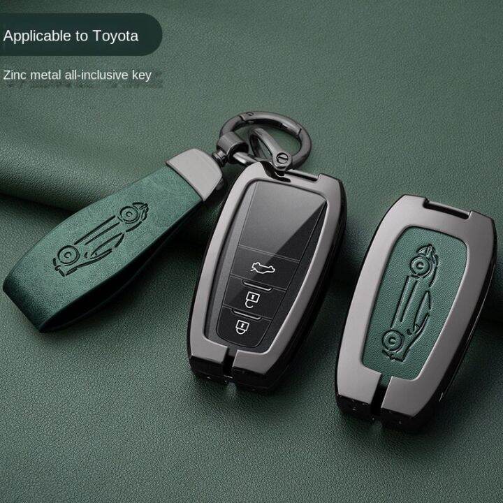 suitable-for-toyota-highlander-prado-corolla-reiling-crown-elfaron-metal-key-cover-green-black-keychain-car-accessories