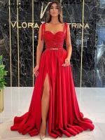 Sequin Solid V-Neck Sleeveless Backless Evening Dress High Waist Split A-Line Long Vestidos Summer Elegant Fashion Party Dresses