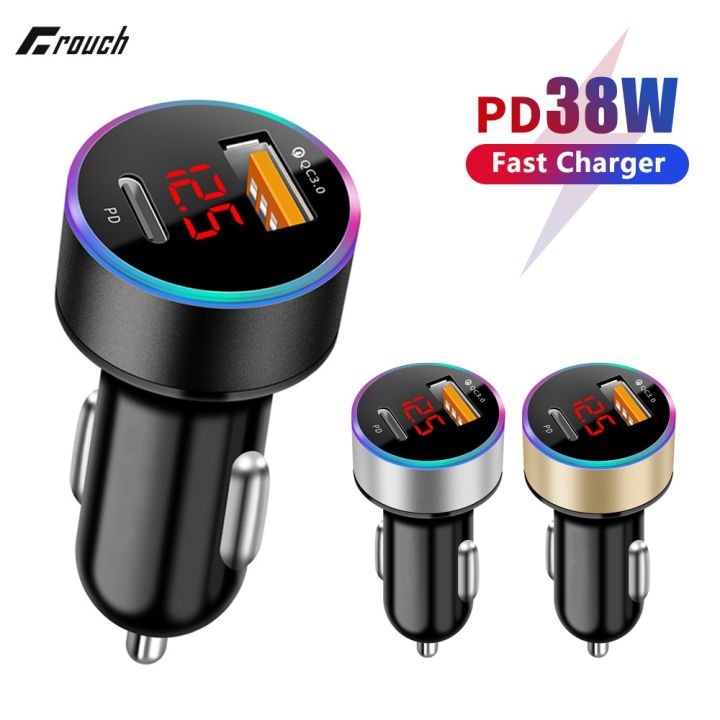 [HOT W] Crouch USB Car Charger QC3.0 Type C PD Fast Charging For iPhone