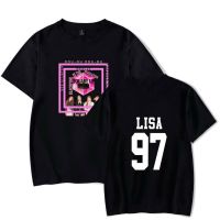 เสื้อยืดคอกลมคอลูกเรือเสื้อยืดคอกลม▬◎Kpop Black Pink T-Shirt LISA New Albums Tee Unisex Short Sleeve Topsผ้าฝ้ายแท้ S-5XL