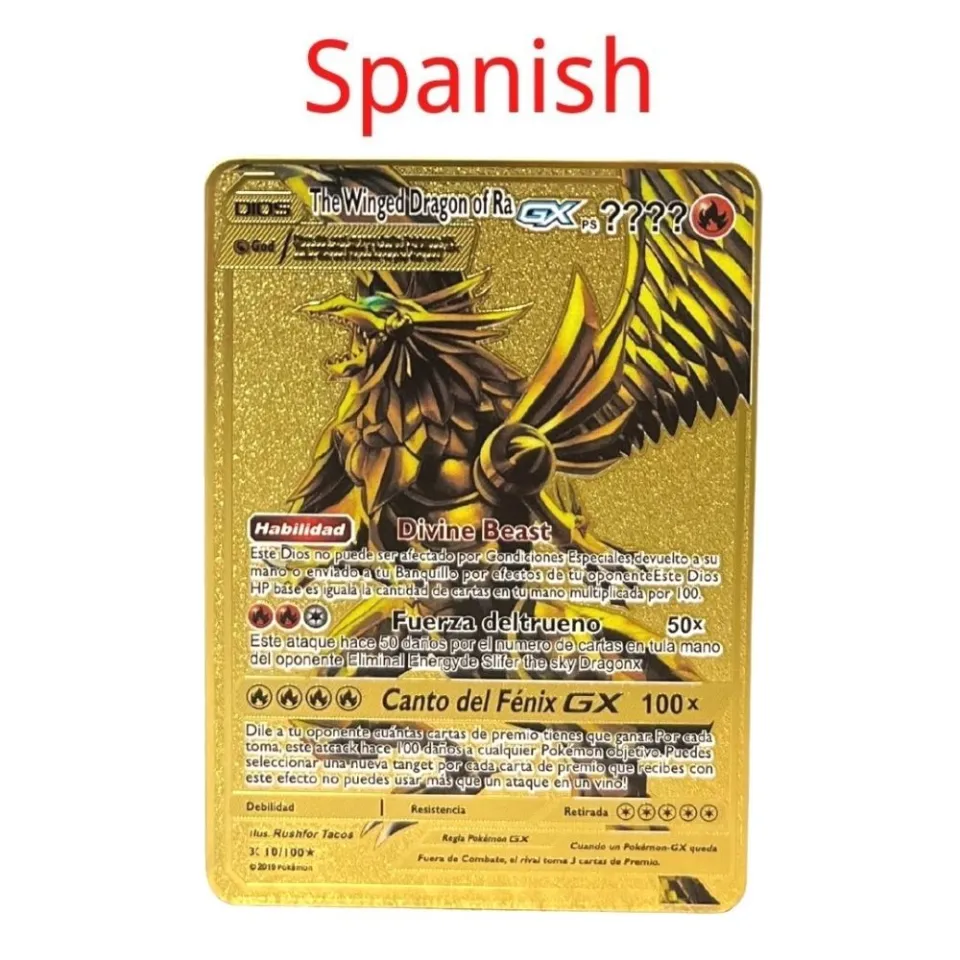 Spanish Pokémon Cards Metal Pokemon Letters Spanish Pokemon Iron Cards  Mewtwo Pikachu Gx Charizard Vmax Cartas Pokémon Vmax - AliExpress