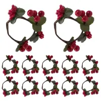 Napkin Rings, Rustic Napkin Ring Serviette Holders Red Berry Table Decorations for Wedding Christmas Birthday Party