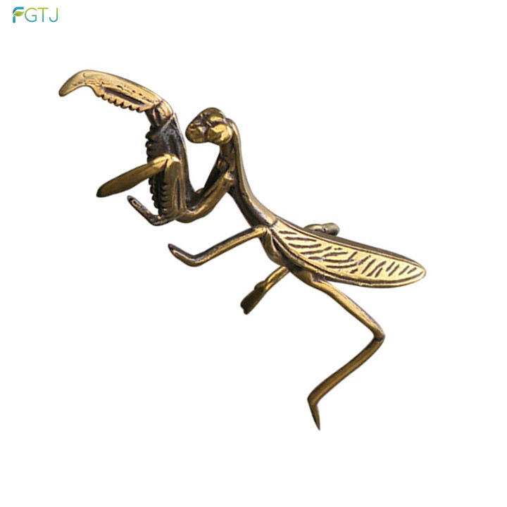 fgtj-ตั๊กแตนตำข้าวทองแดงเครื่องประดับรูปปั้นแมลงทองแดงโบราณของตกแต่งโต๊ะสำหรับของตกแต่งโต๊ะโต๊ะน้ำชา