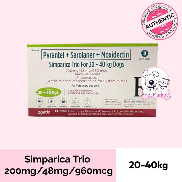 SIMPARICA TRIO 20-40KG FOR DOGS 3 CHEWABLES | Lazada PH