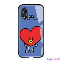 เคสใส่โทรศัพท์สำหรับ A38 A18 OPPO น่ารักกันกระแทกสำหรับผู้หญิงการ์ตูนสำหรับเคสของเด็กผู้หญิงเกาหลี K-POP น่ารักสำหรับเด็กผู้หญิงเด็กผู้ชาย SHOOKY RJ SUGA COOKY กระจกเทมเปอร์ฝาครอบป้องกัน