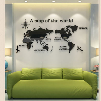 Large Acrylic Wall Sticker World Map Decals For Living Room 3D Wall Decals Sofa Backgroud Mural Wallpaper For Home Decor