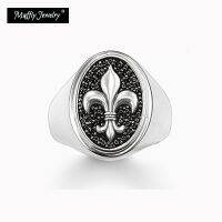 [Zhongxi ornaments ] แหวนตราสัญลักษณ์ Fleur-De-Lis Anillos 925เงินสเตอร์ลิงโชคดีเครื่องประดับแฟชั่นกบฏถนนของขวัญ Unisex สำหรับผู้หญิงผู้ชาย